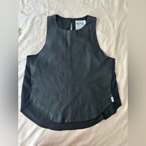 Black lamb leather/viscose A-line tank top by One Teaspoon.  Size M/runs small
